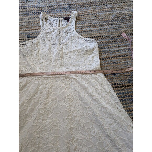 Material Girl Skater Dress XXL Ivory Lace Overlay Sleeveless Lined Dollcore - Picture 6 of 10